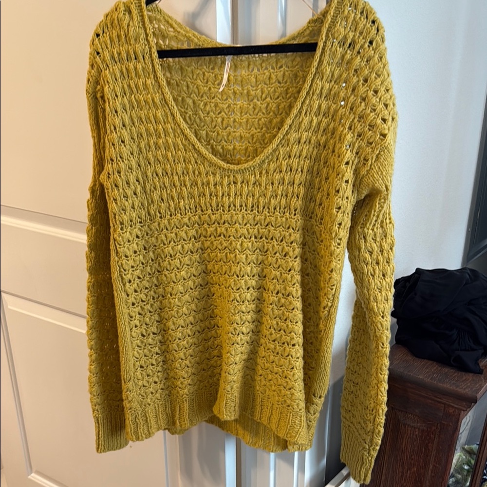 Free People Yellow Knit Women's Sweater